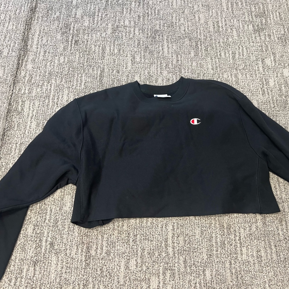 Champion Black Reverse Weave Crewneck